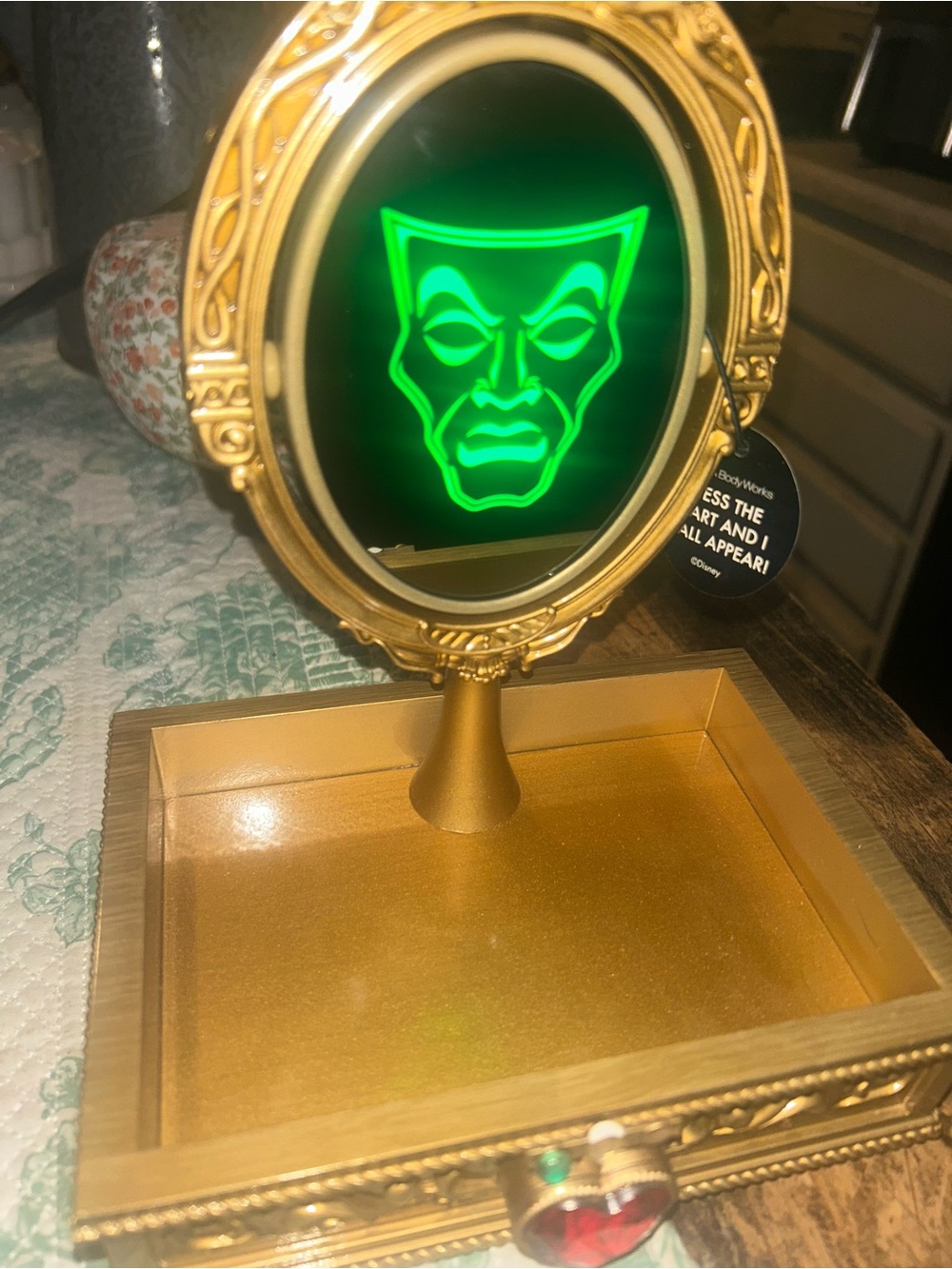 Bath and Body  Works Disney Villains Light-Up Oval Tabletop Vanity Mirror Gold